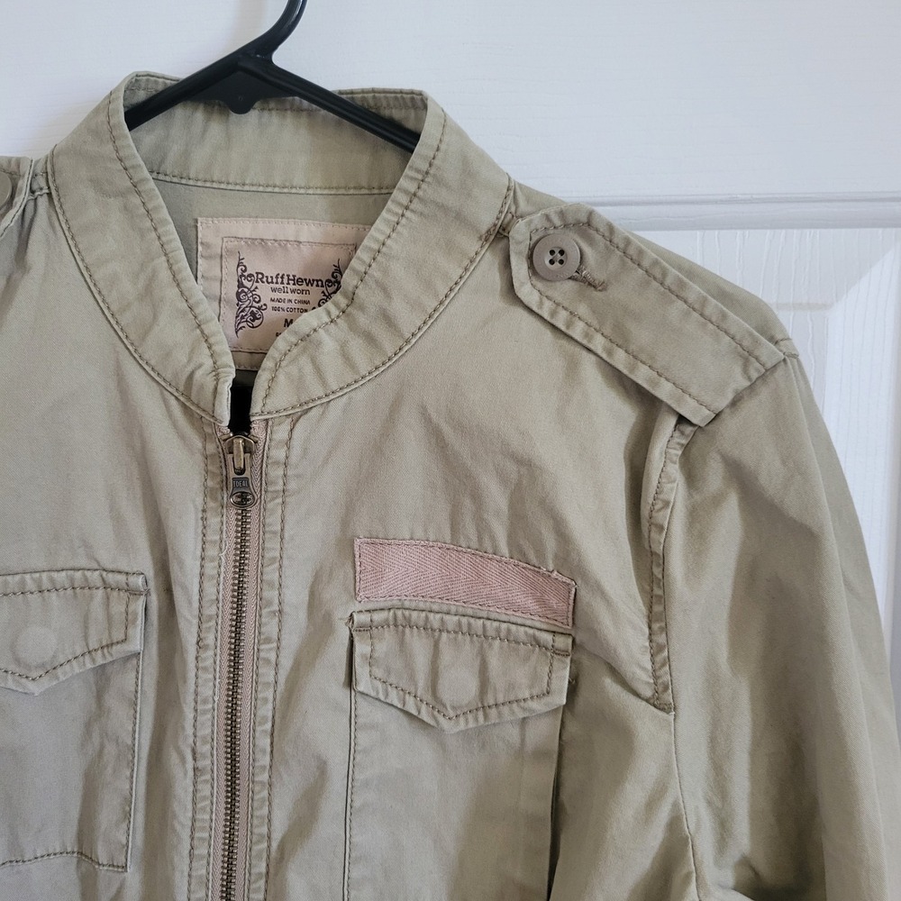 Ruff Hewn Women's Utility‎ Military Jacket Tan Lightweight Cargo Pockets Medium